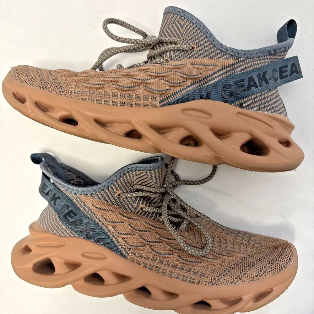 Unbranded CEAK Knit Sneakers Tan Brown Sculpted Sole Streetwear Size 9 women